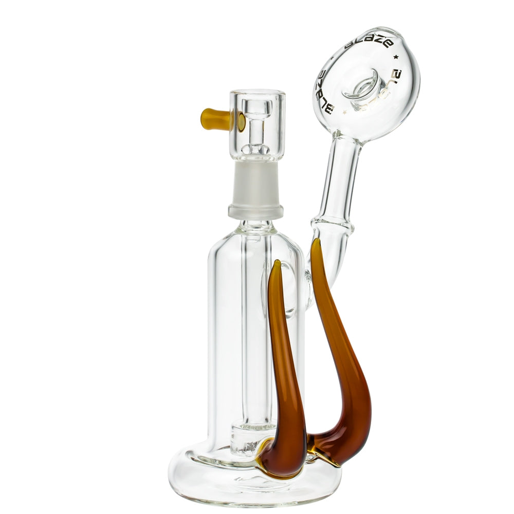 Blaze Glass Concentrate Oil Bubbler with Showerhead Diffuser | Amber - Side View 2