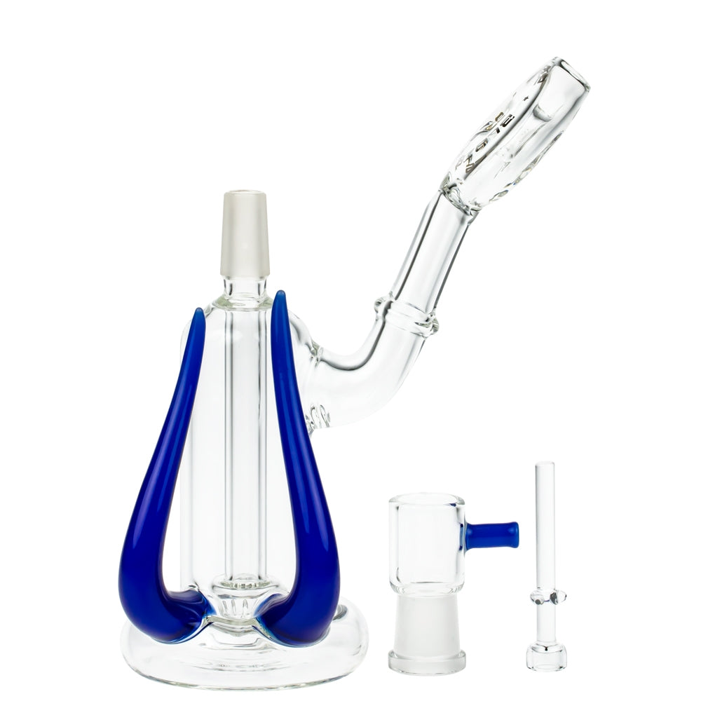 Blaze Glass Concentrate Oil Bubbler with Showerhead Diffuser | Blue - Vapor Dome and Nail Included