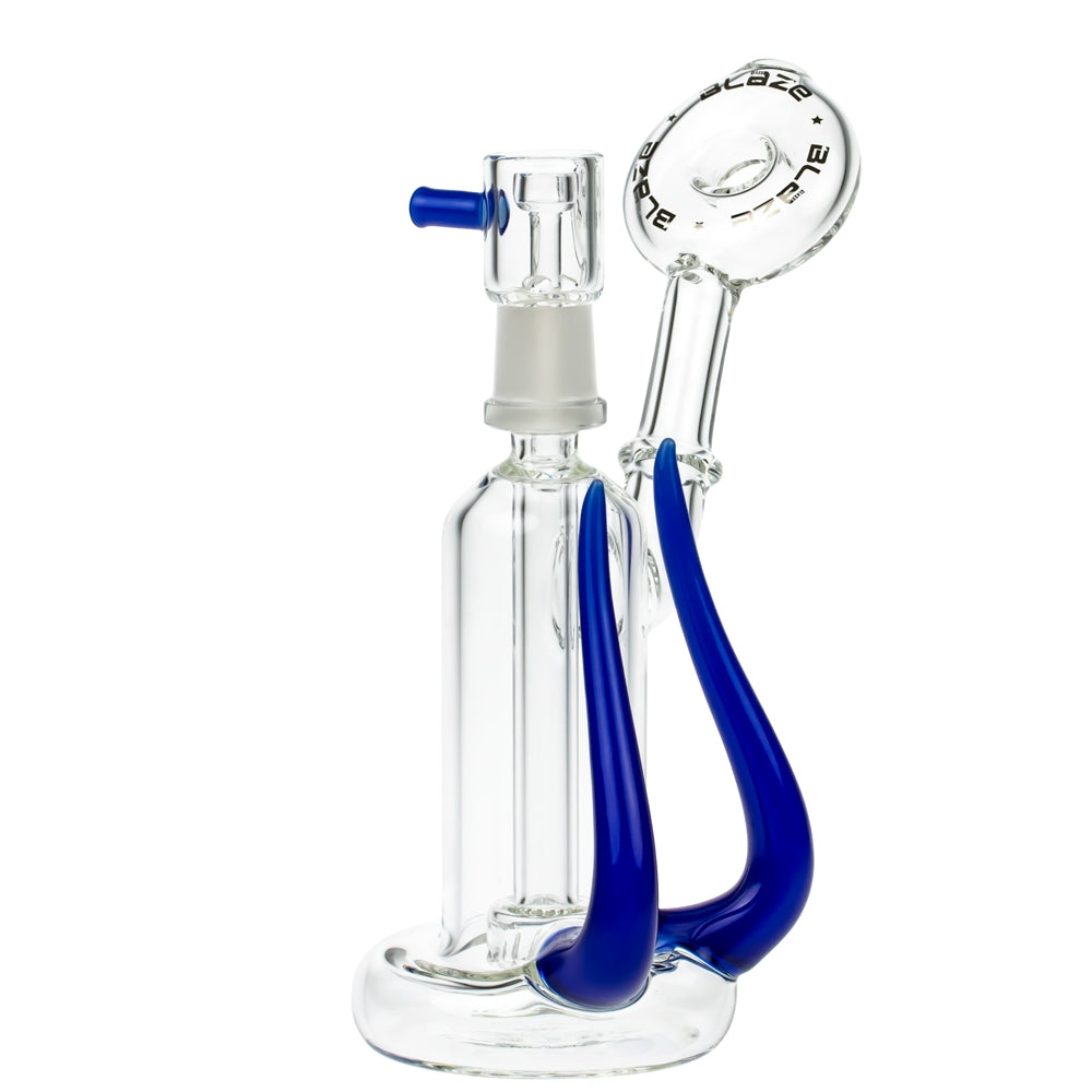 Blaze Glass Concentrate Oil Bubbler with Showerhead Diffuser | Blue - Side View 2