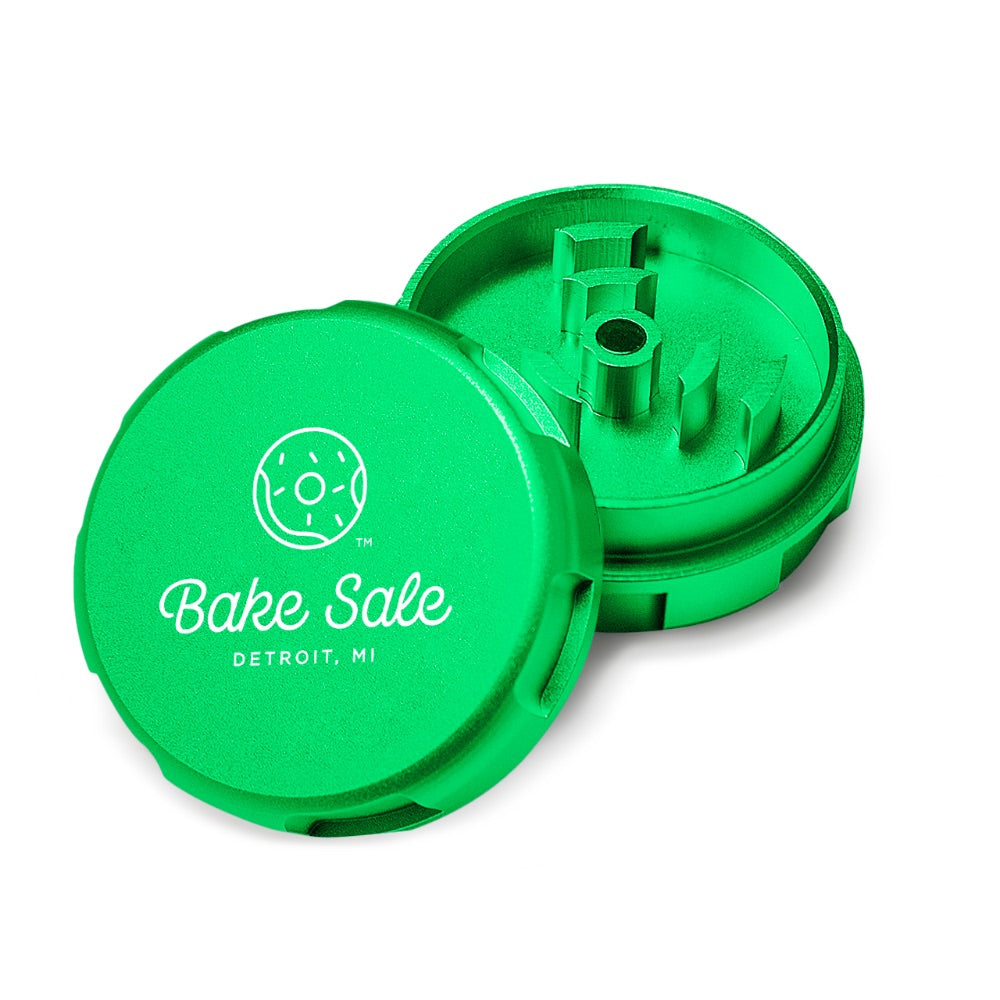 Bake Sale 2-Part Aircraft Grade Aluminum Grinder | Logo | Green