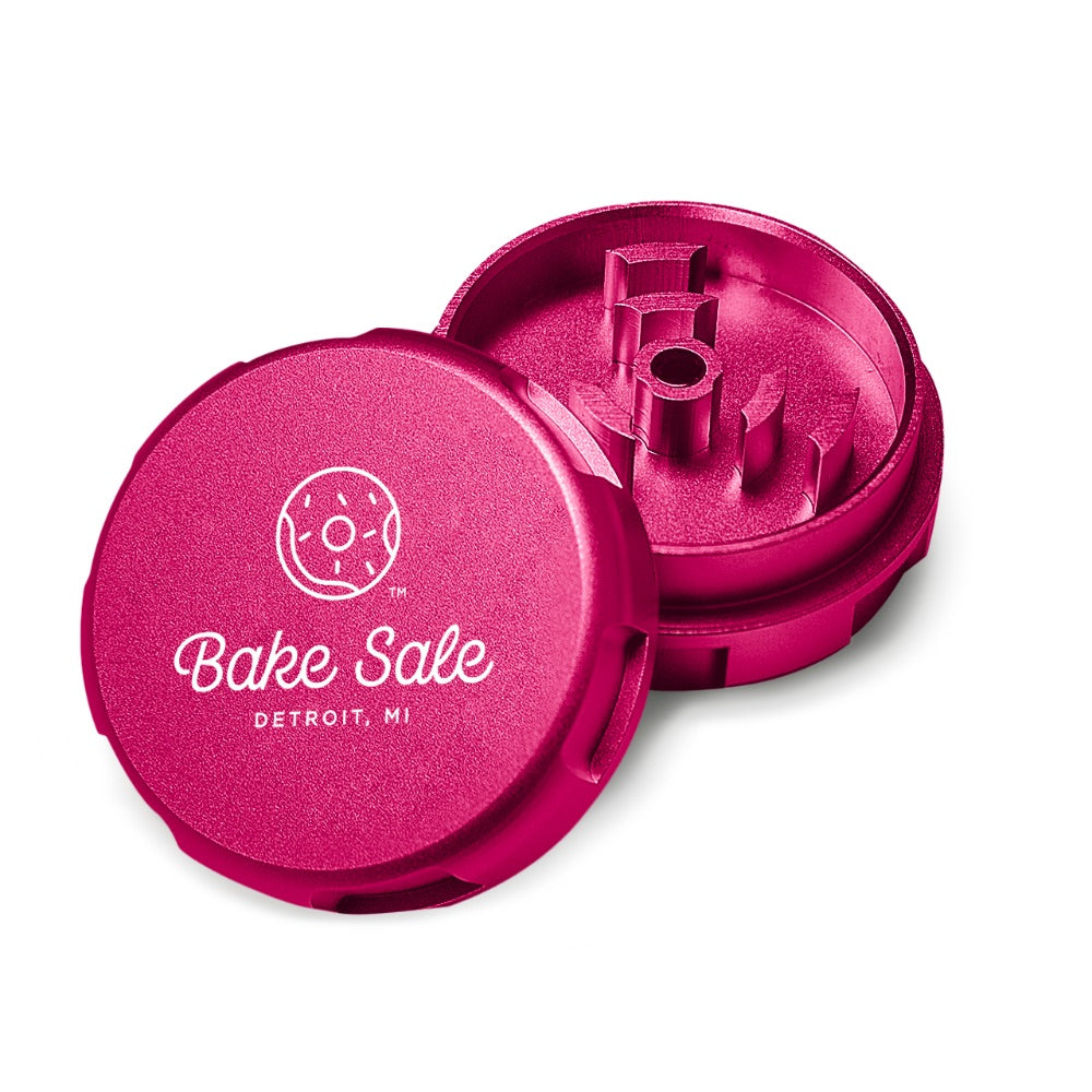 Bake Sale 2-Part Aircraft Grade Aluminum Grinder | Logo | Pink