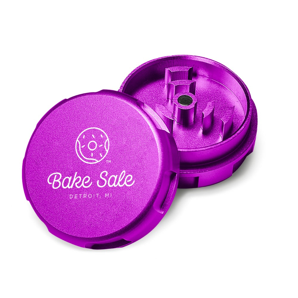 Bake Sale 2-Part Aircraft Grade Aluminum Grinder | Logo | Purple