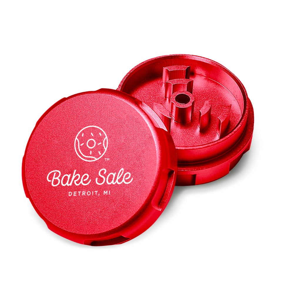 Bake Sale 2-Part Aircraft Grade Aluminum Grinder | Logo | Red