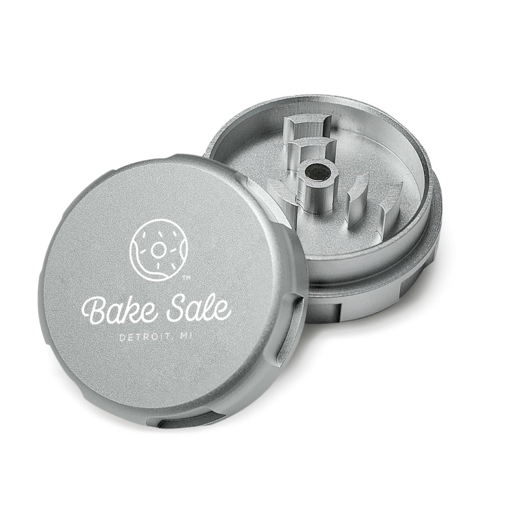 Bake Sale 2-Part Aircraft Grade Aluminum Grinder | Logo | Silver