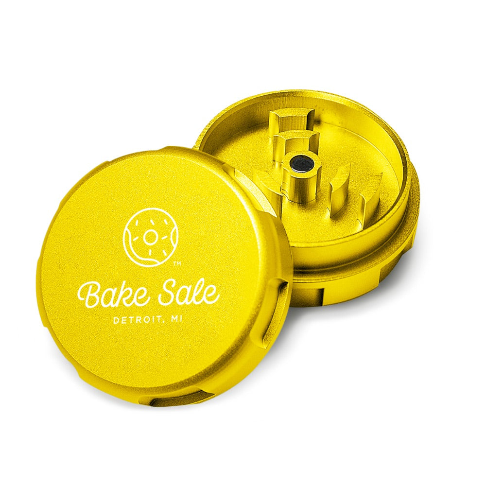 Bake Sale 2-Part Aircraft Grade Aluminum Grinder | Logo | Gold