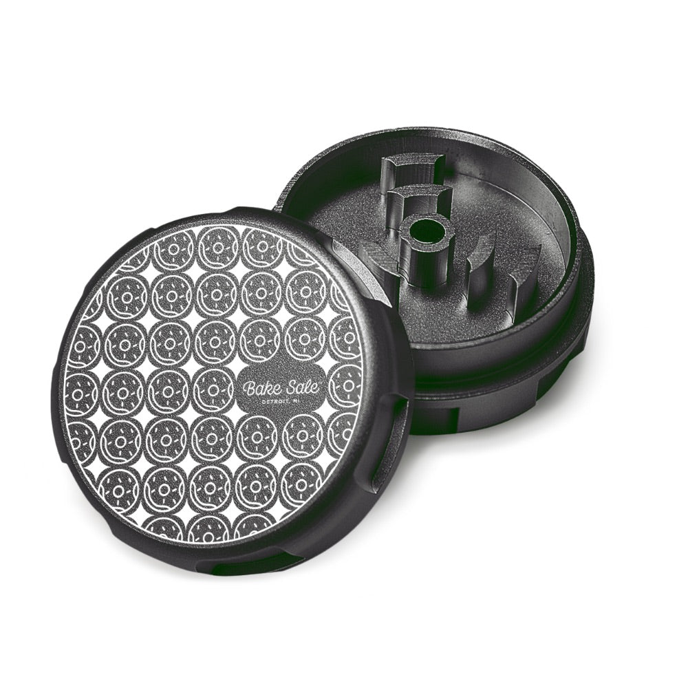 Bake Sale 2-Part Aircraft Grade Aluminum Grinder | Donut Pattern | Black