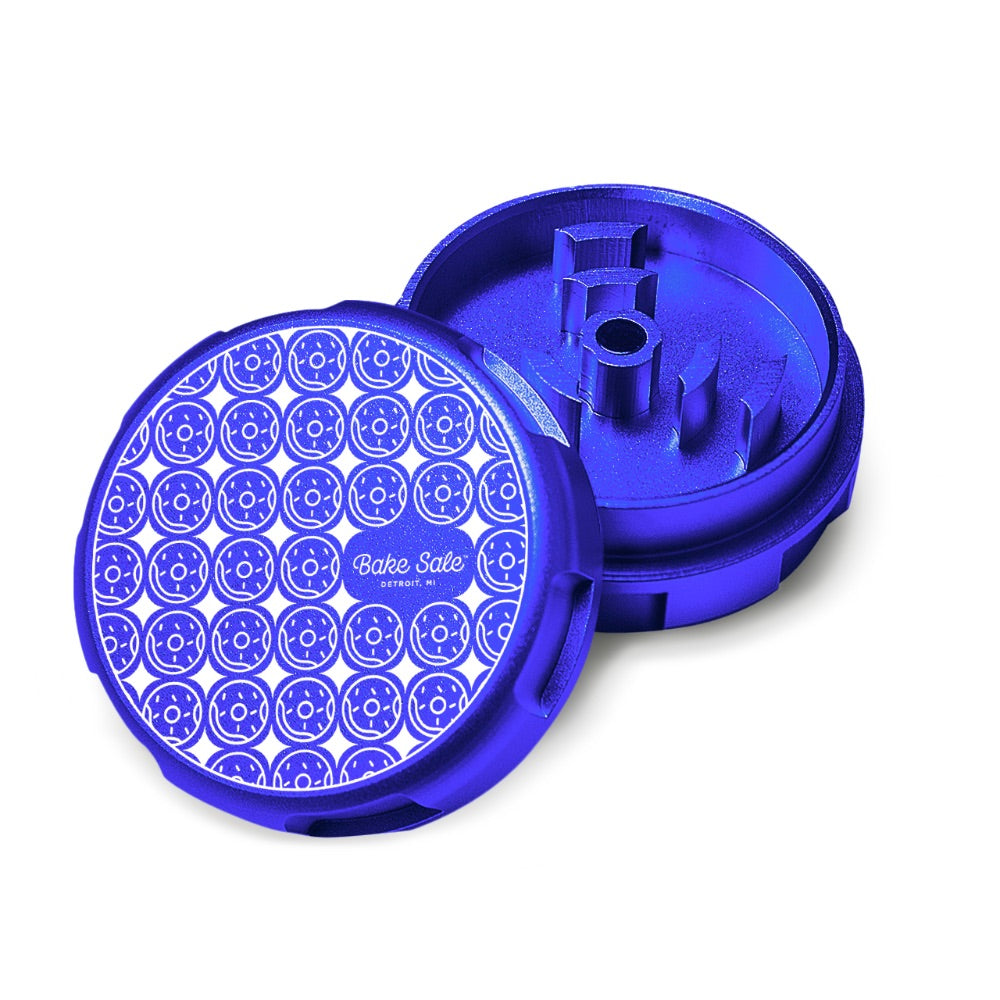 Bake Sale 2-Part Aircraft Grade Aluminum Grinder | Donut Pattern | Blue