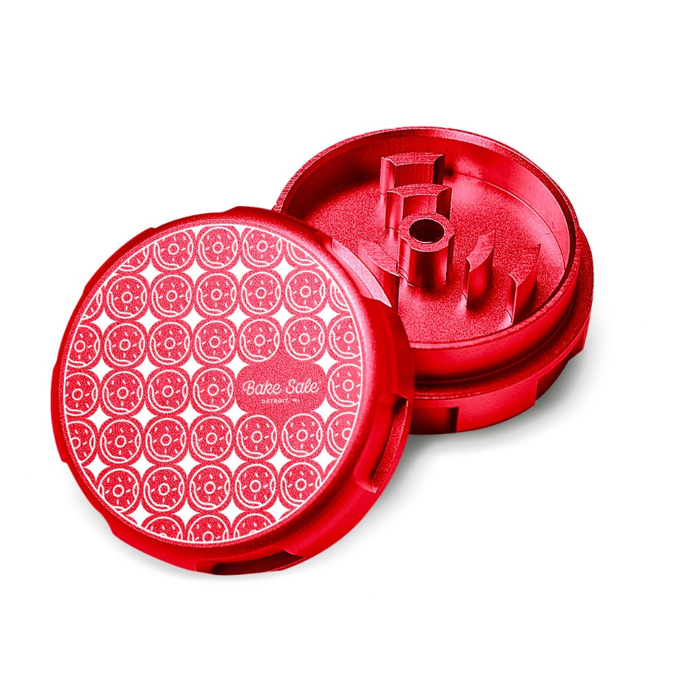 Bake Sale 2-Part Aircraft Grade Aluminum Grinder | Donut Pattern | Red