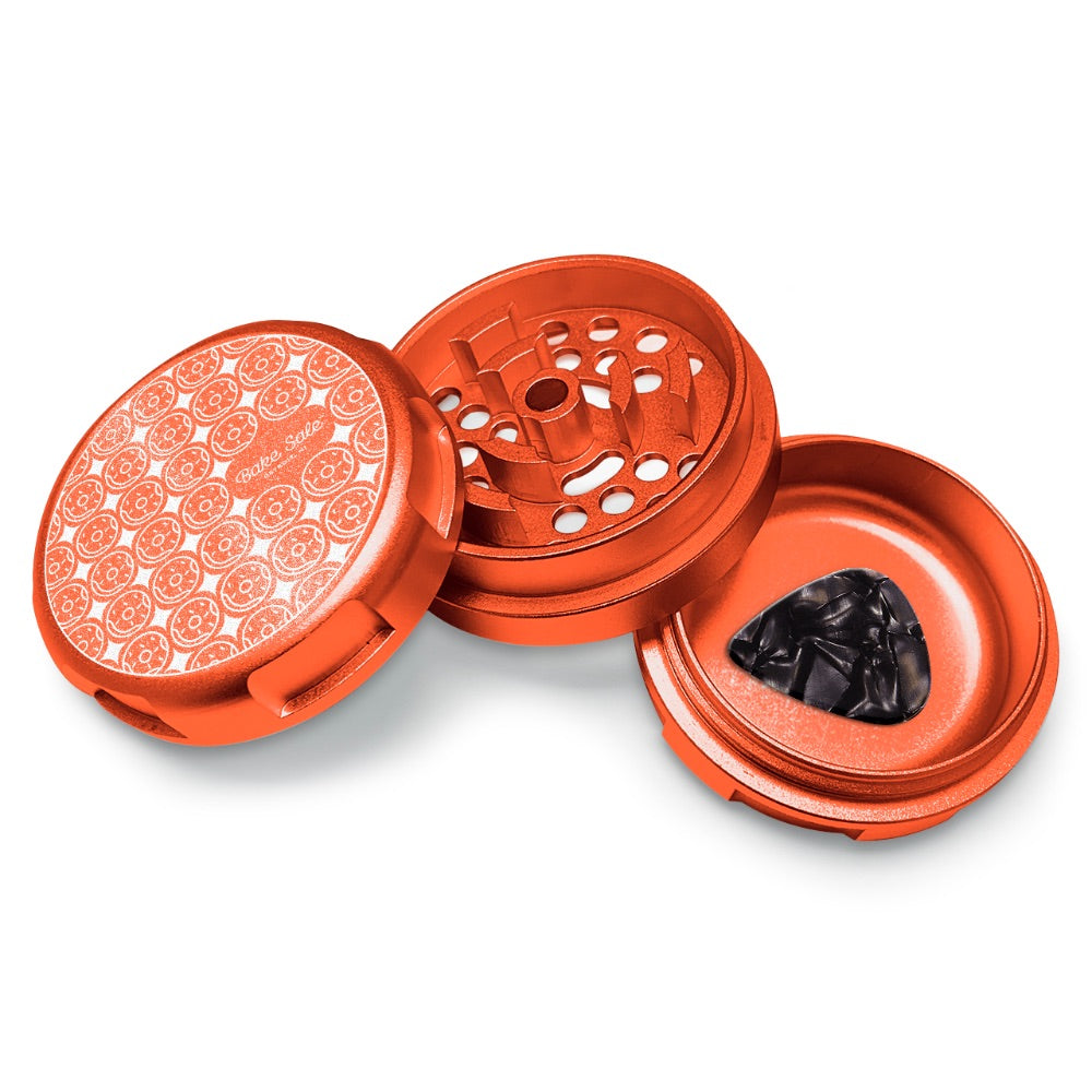 Bake Sale 3-Part Aircraft Grade Aluminum Whole Donut Grinder | Orange | donut pattern