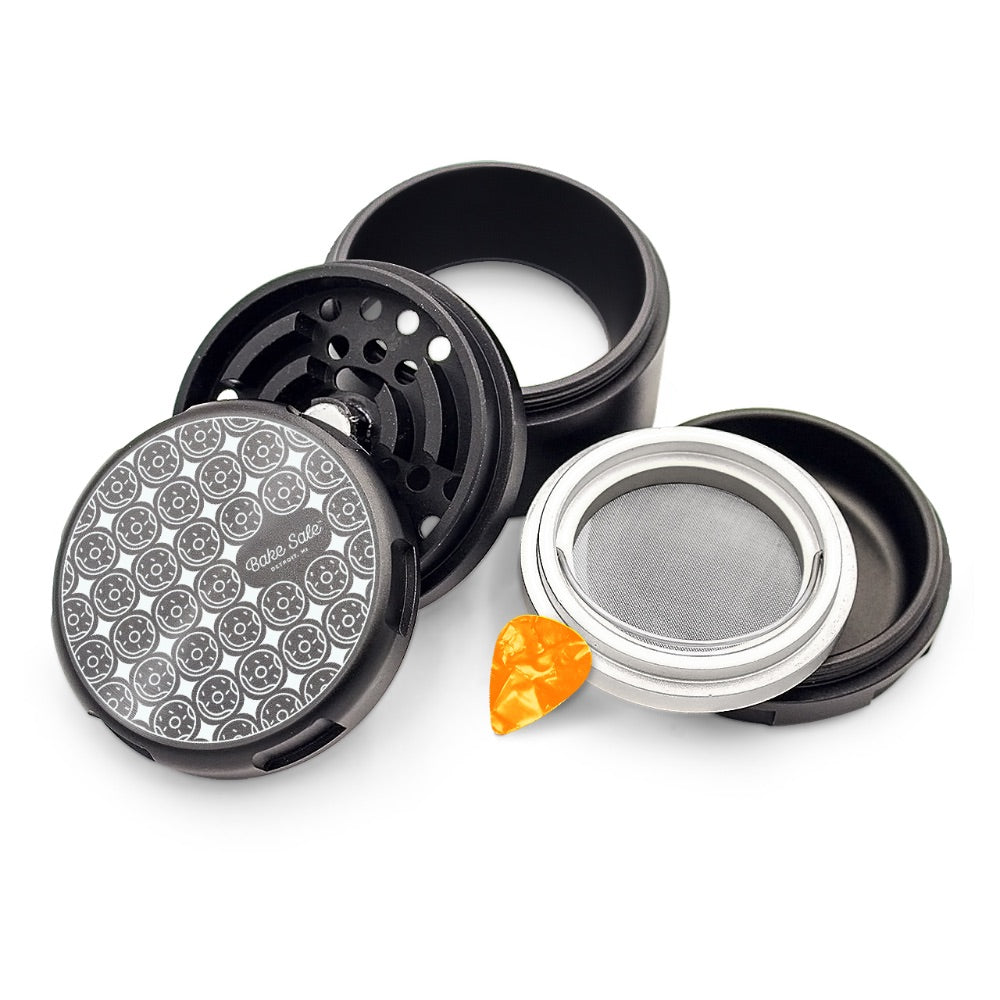 Bake Sale 5-Part 75 Frosted Aircraft Grade Aluminum Grinder | Donut Pattern | Black