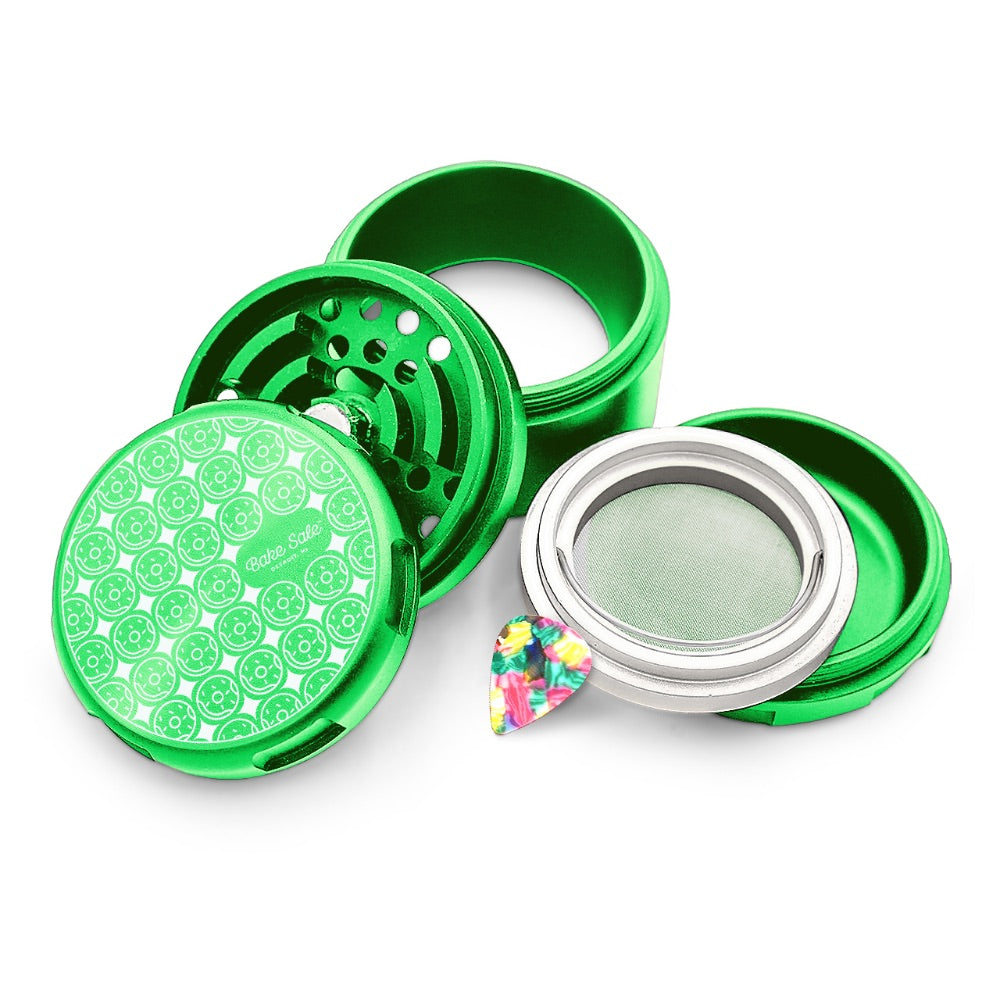 Bake Sale 5-Part 75 Frosted Aircraft Grade Aluminum Grinder | Donut Pattern | Green