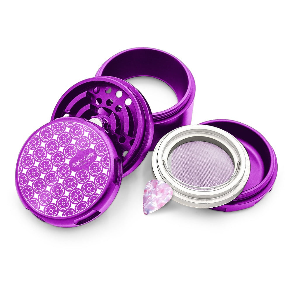 Bake Sale 5-Part 75 Frosted Aircraft Grade Aluminum Grinder | Donut Pattern | Purple
