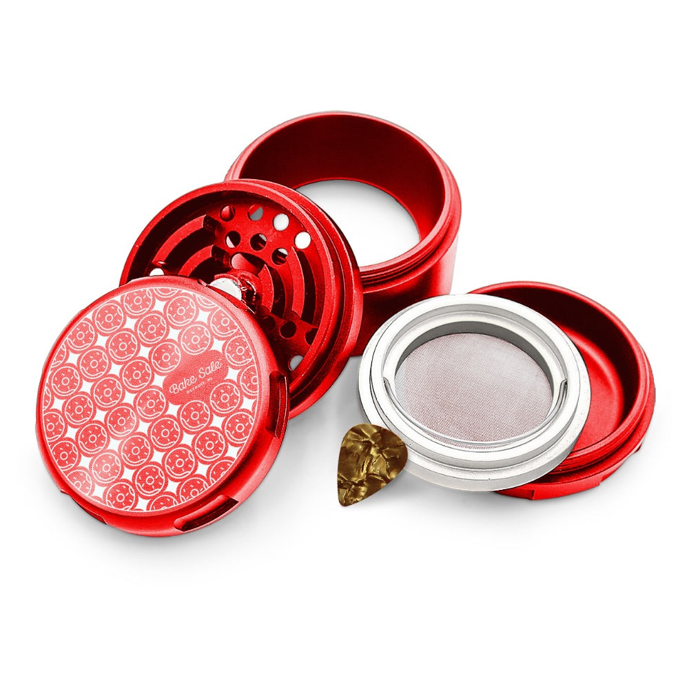 Bake Sale 5-Part 75 Frosted Aircraft Grade Aluminum Grinder | Donut Pattern | Red