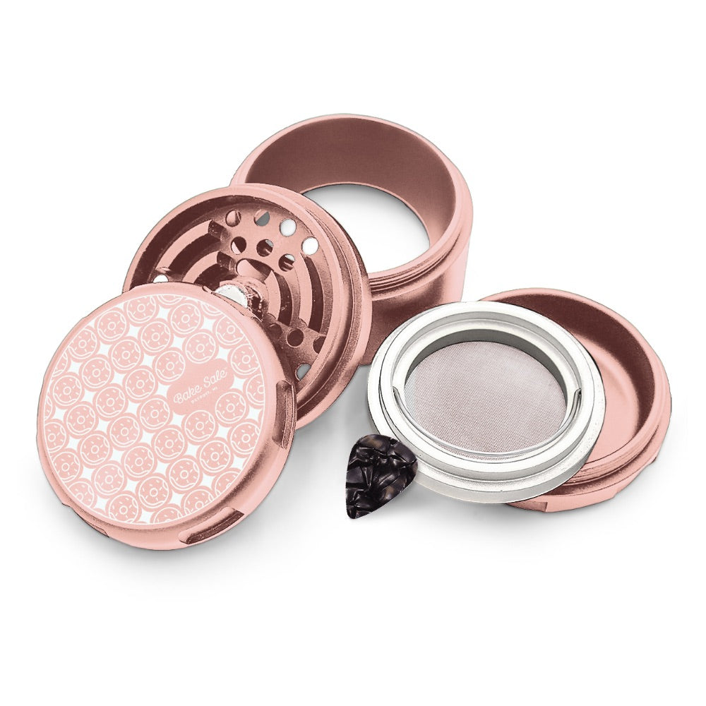 Bake Sale 5-Part 75 Frosted Aircraft Grade Aluminum Grinder | Donut Pattern | Rose Gold