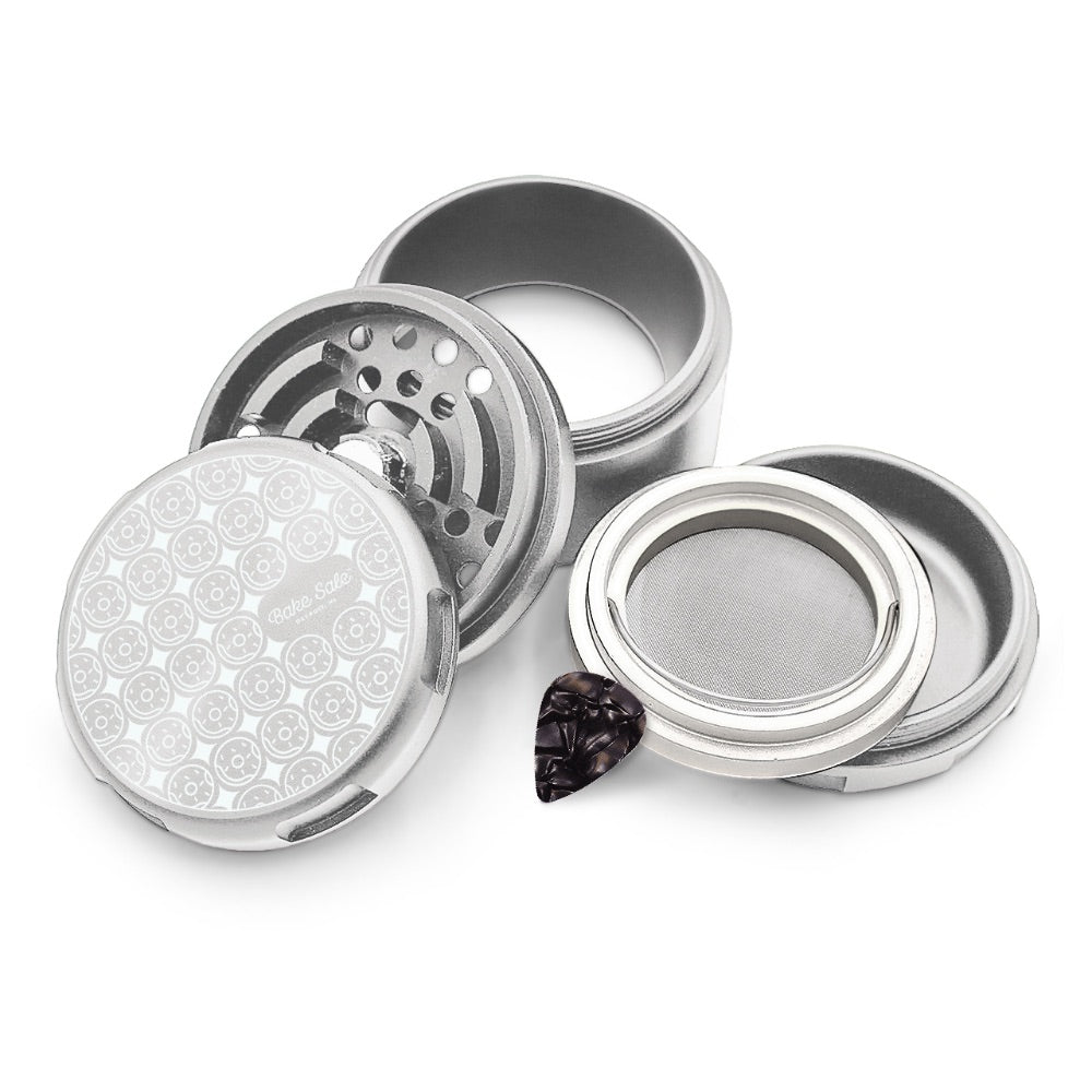 Bake Sale 5-Part 75 Frosted Aircraft Grade Aluminum Grinder | Donut Pattern | Silver