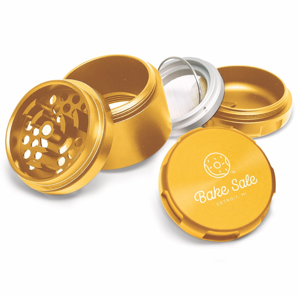 Bake Sale 5-Part Donut Pattern Aircraft Grade Aluminum Grinder | Gold logo