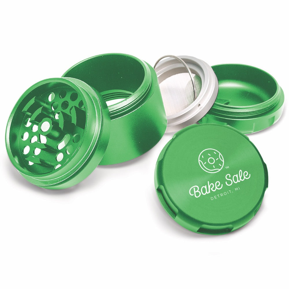 Bake Sale 5-Part Donut Pattern Aircraft Grade Aluminum Grinder | Green logo