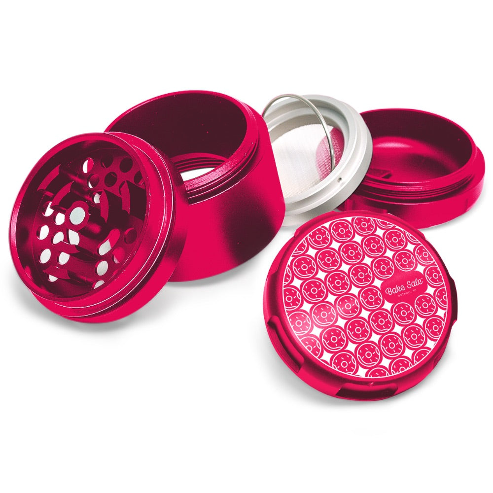 Bake Sale 5-Part Donut Pattern Aircraft Grade Aluminum Grinder | Pink