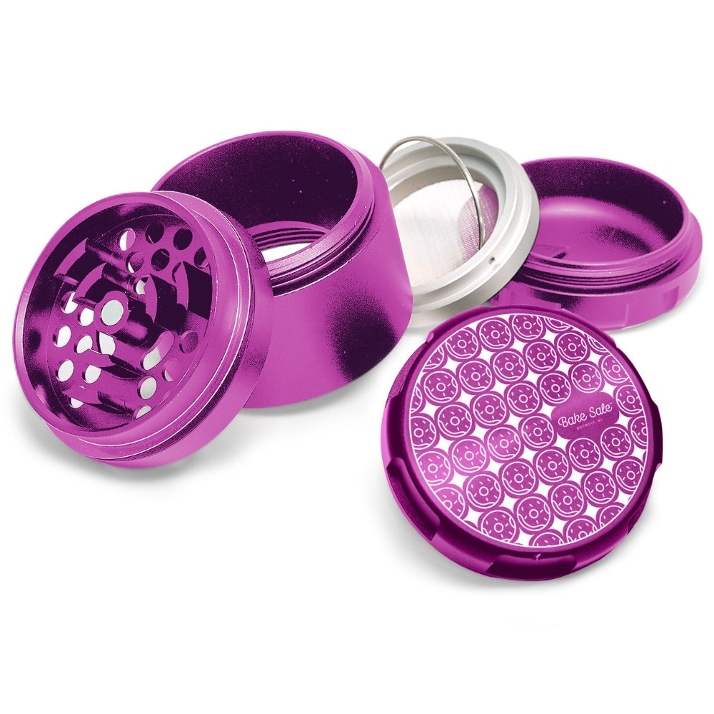 Bake Sale 5-Part Donut Pattern Aircraft Grade Aluminum Grinder | Purple
