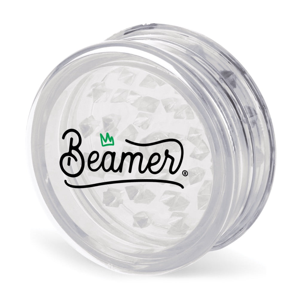 Beamer 63mm Crown Logo Design Virgin Acrylic Grinder | Clear