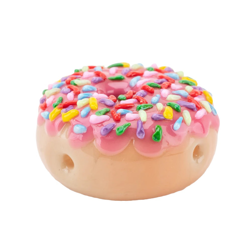 Empire Glassworks Pink Sprinkle Donut Pipe | side view