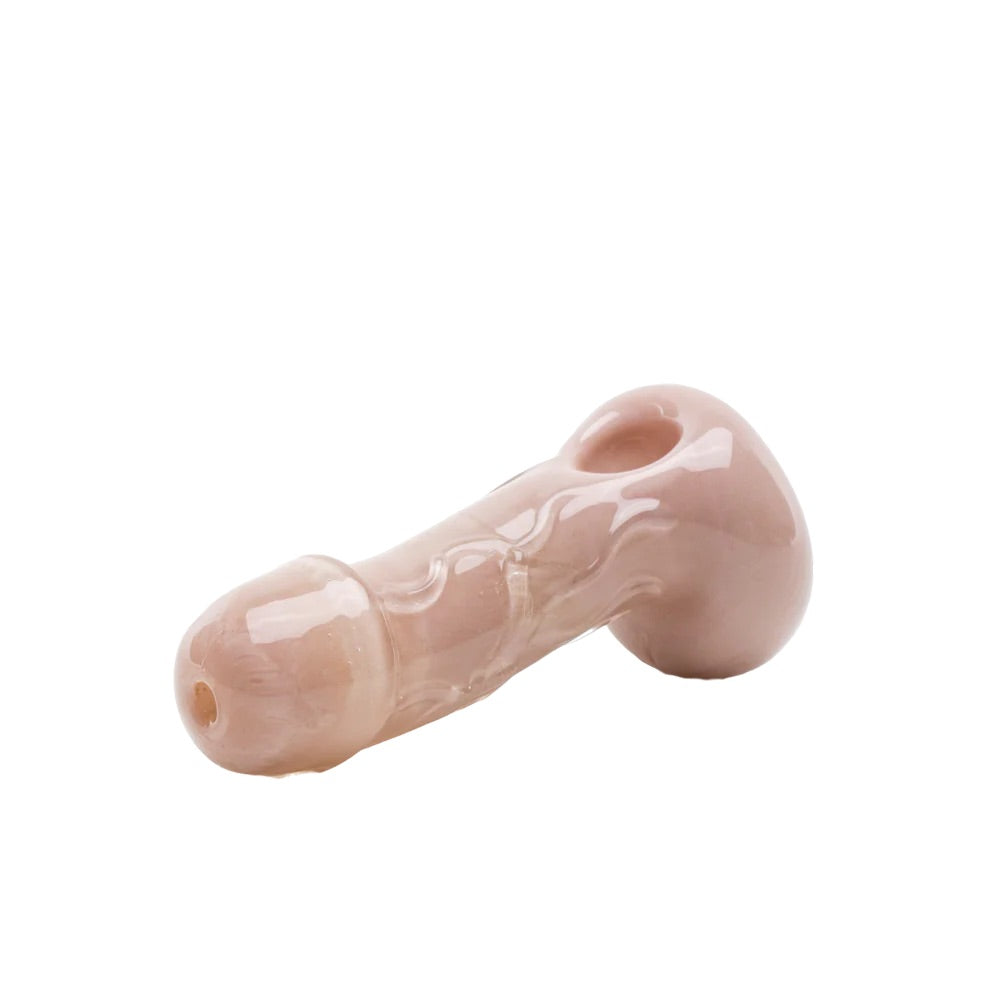 Empire Glassworks Small Phallus Worked Spoon Pipe | Taupe | side view