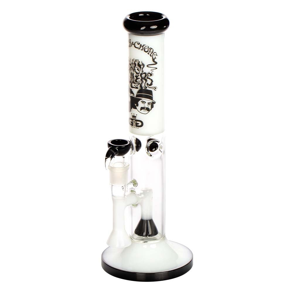 Grace Glass Cheech & Chong High Rollers Straight Tube Percolator Bong | White | side view 3