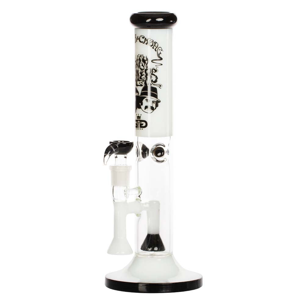 Grace Glass Cheech & Chong High Rollers Straight Tube Percolator Bong | White | side view 1