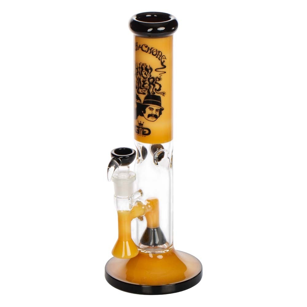 Grace Glass Cheech & Chong High Rollers Straight Tube Percolator Bong | Orange | side view 3