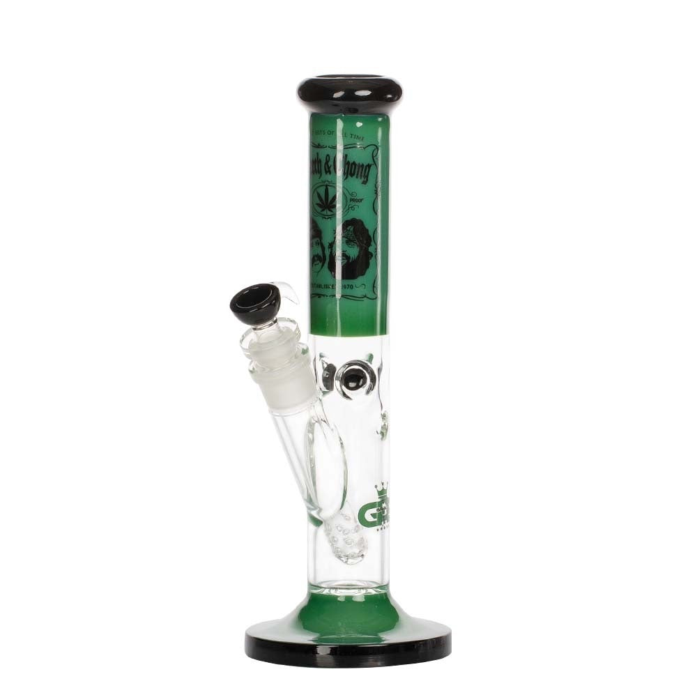 Grace Glass Cheech & Chong Greatest Hits Straight Tube Bong | Green | side view 1