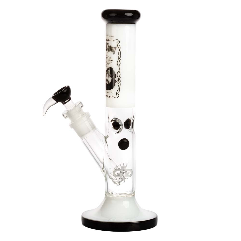 Grace Glass Cheech & Chong Greatest Hits Straight Tube Bong | White | side view 2