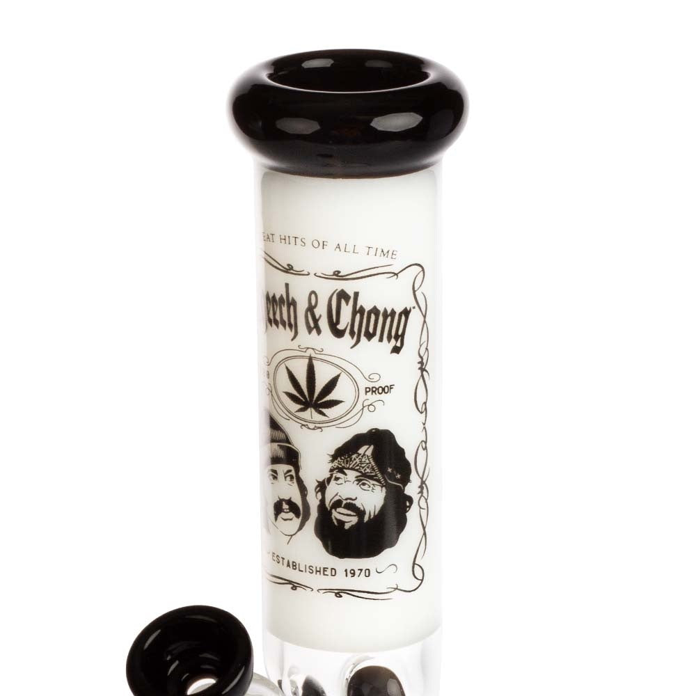 Grace Glass Cheech & Chong Greatest Hits Straight Tube Bong | White | stem view
