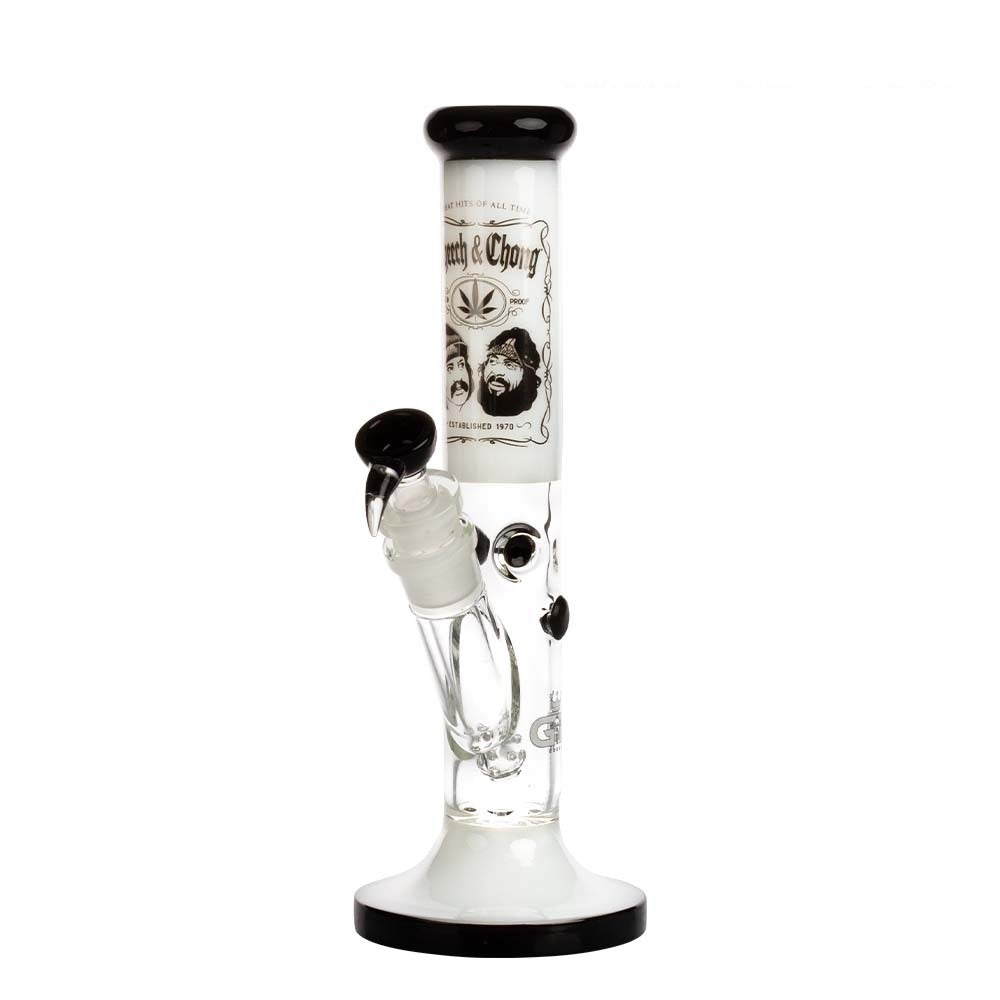 Grace Glass Cheech & Chong Greatest Hits Straight Tube Bong | White | side view 1