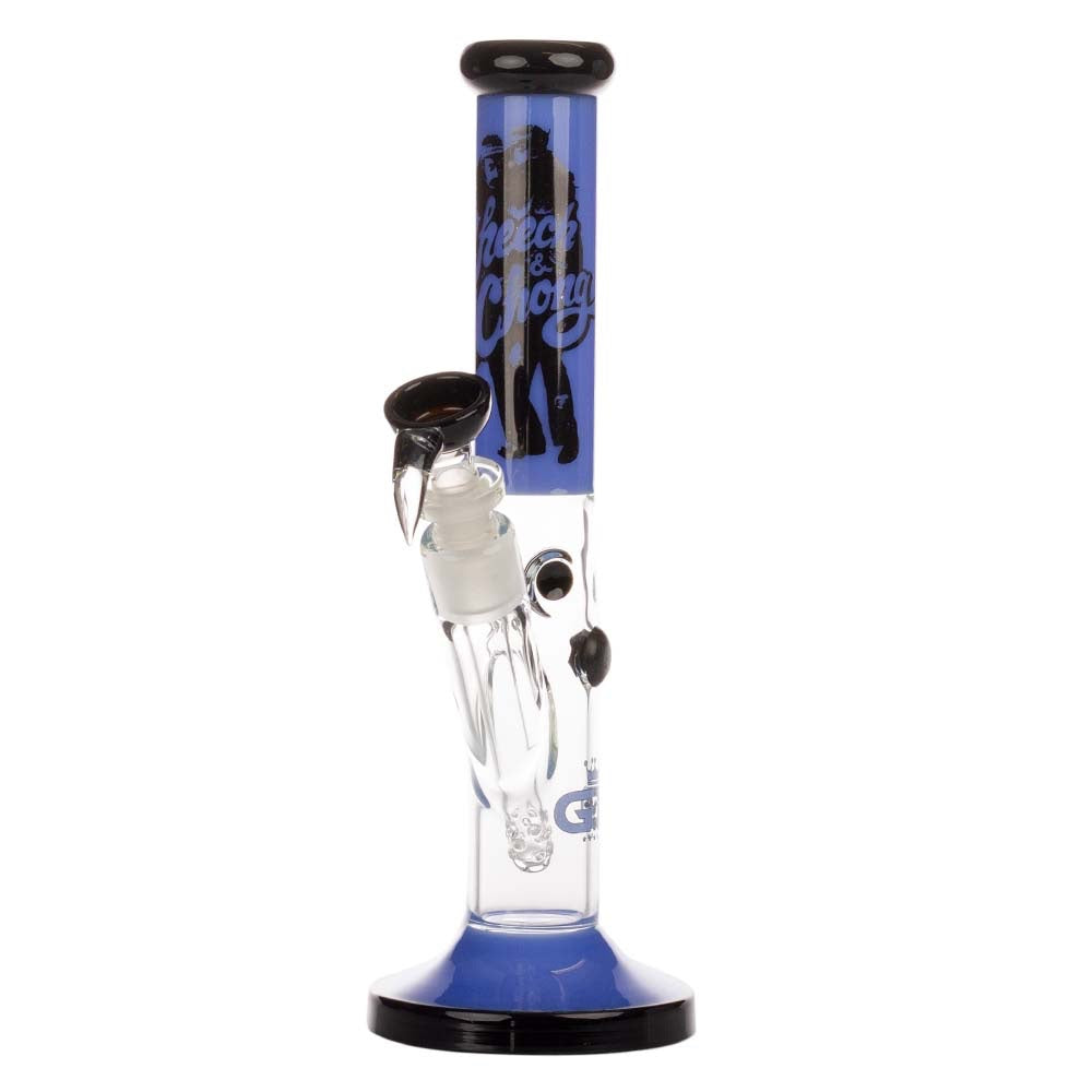 Grace Glass Cheech & Chong Peace Straight Tube Bong | Blue | side view 1