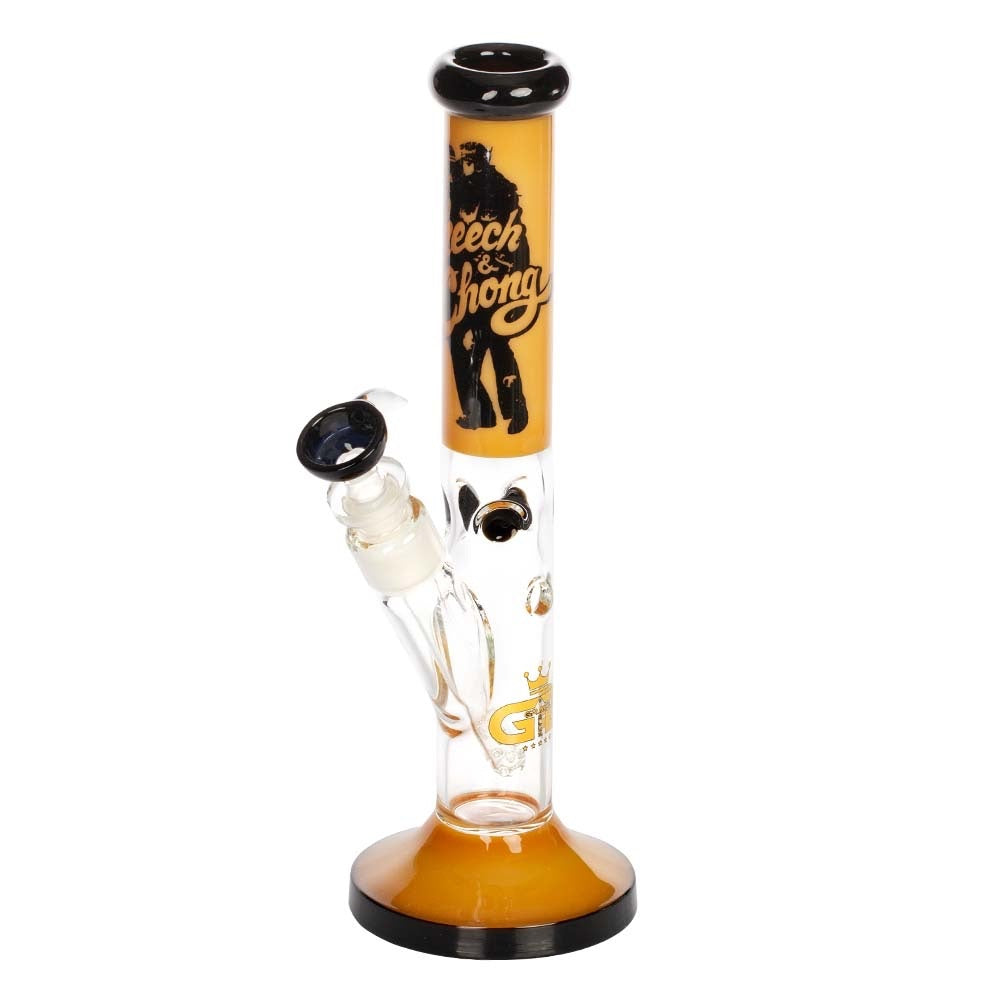 Grace Glass Cheech & Chong Peace Straight Tube Bong | Amber | side view 1