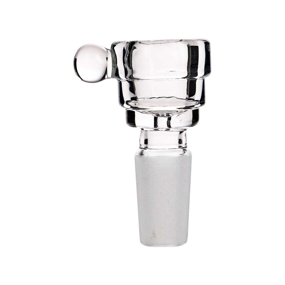 Colored Glass Herb Bowl with Marble Handle | Male Joint | Clear