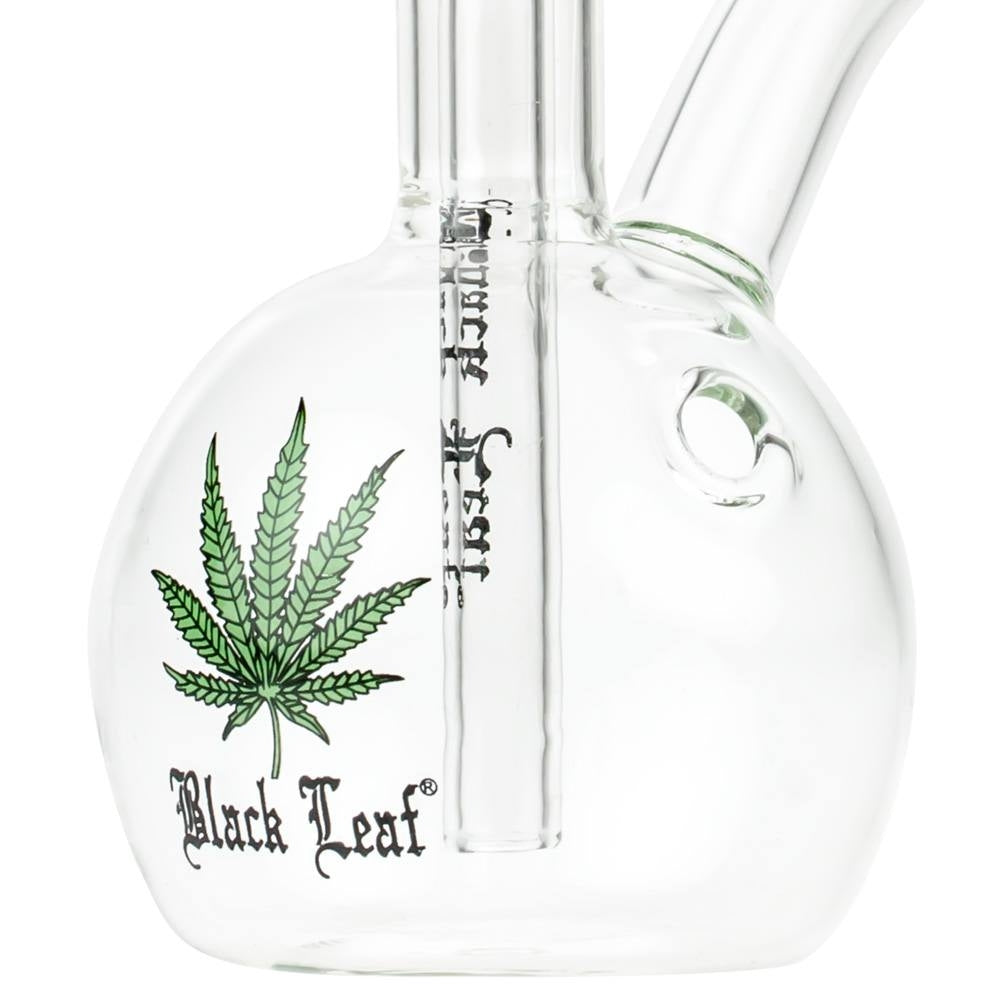 Black Leaf Glass Bubble Base Bubbler with Carb Hole - Decal