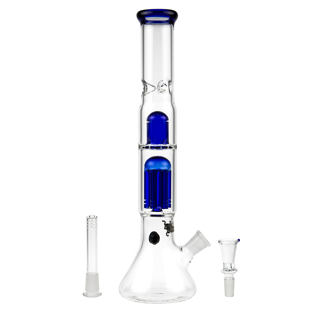 Black Leaf - ELITE Beaker Base 6-arm Perc Bong - Carb Hole - Blue - Downstem and Bowl Included