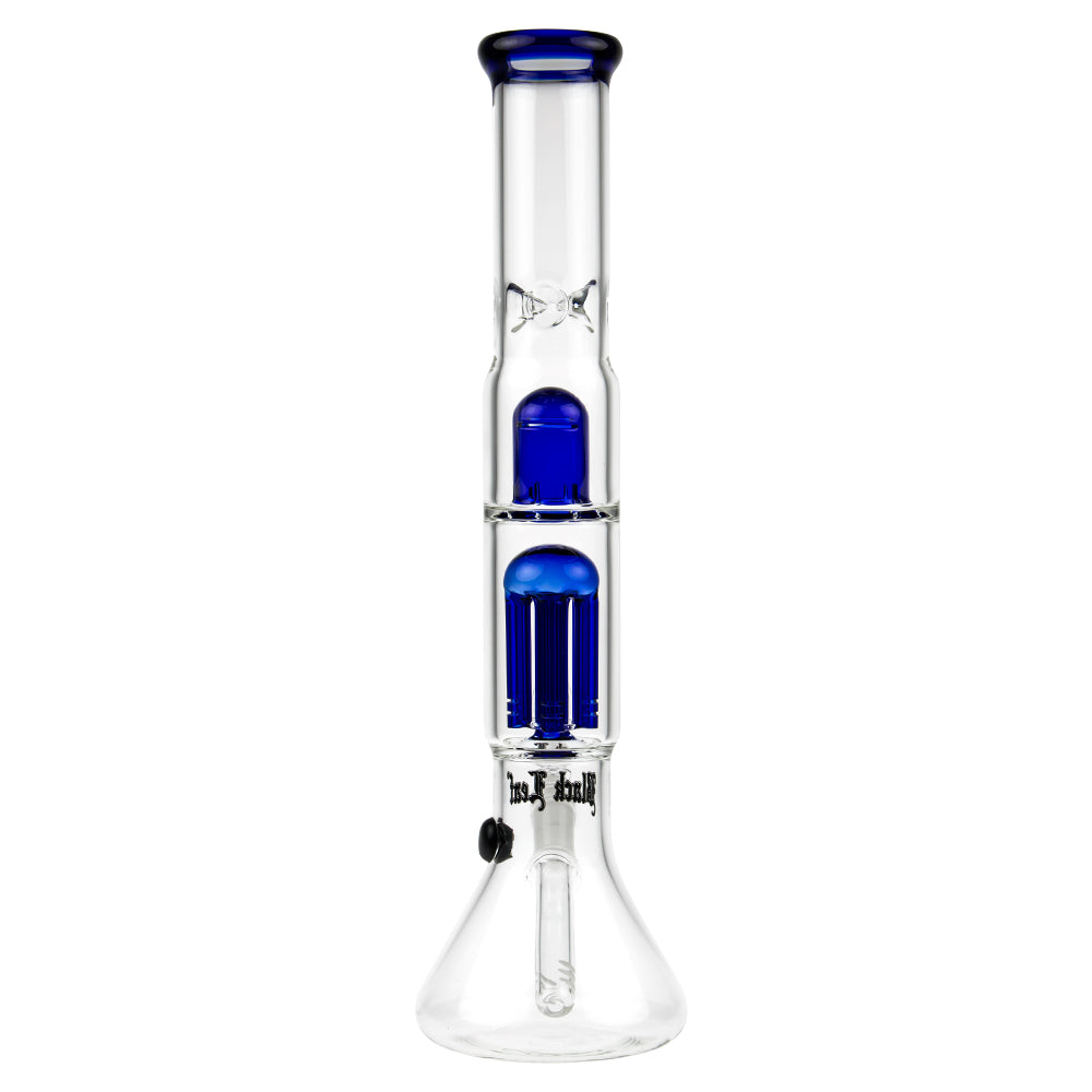Black Leaf - ELITE Beaker Base 6-arm Perc Bong - Carb Hole - Blue - Back View
