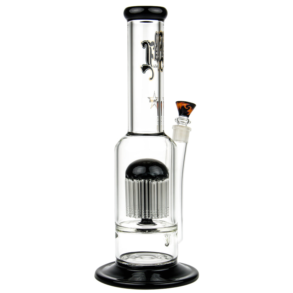Black Leaf - Stemless 24-arm Perc 7mm Glass Bong - Black - Side View 5