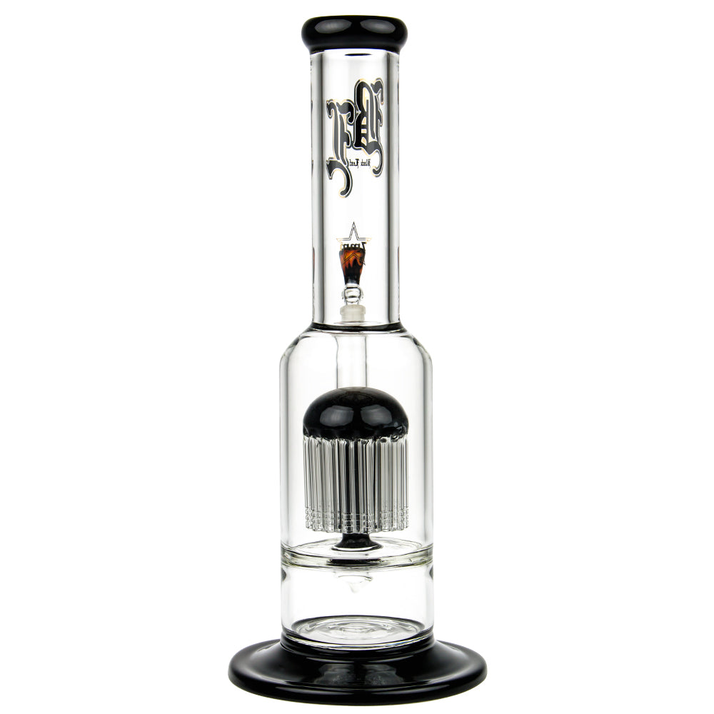 Black Leaf - Stemless 24-arm Perc 7mm Glass Bong - Black - Back View