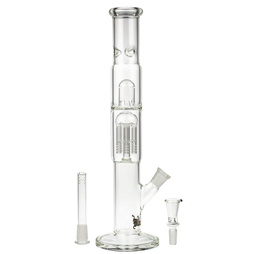Black Leaf ELITE Cylinder 6-arm Perc Ice Bong | No Carb Hole - Downstem and Bowl Included