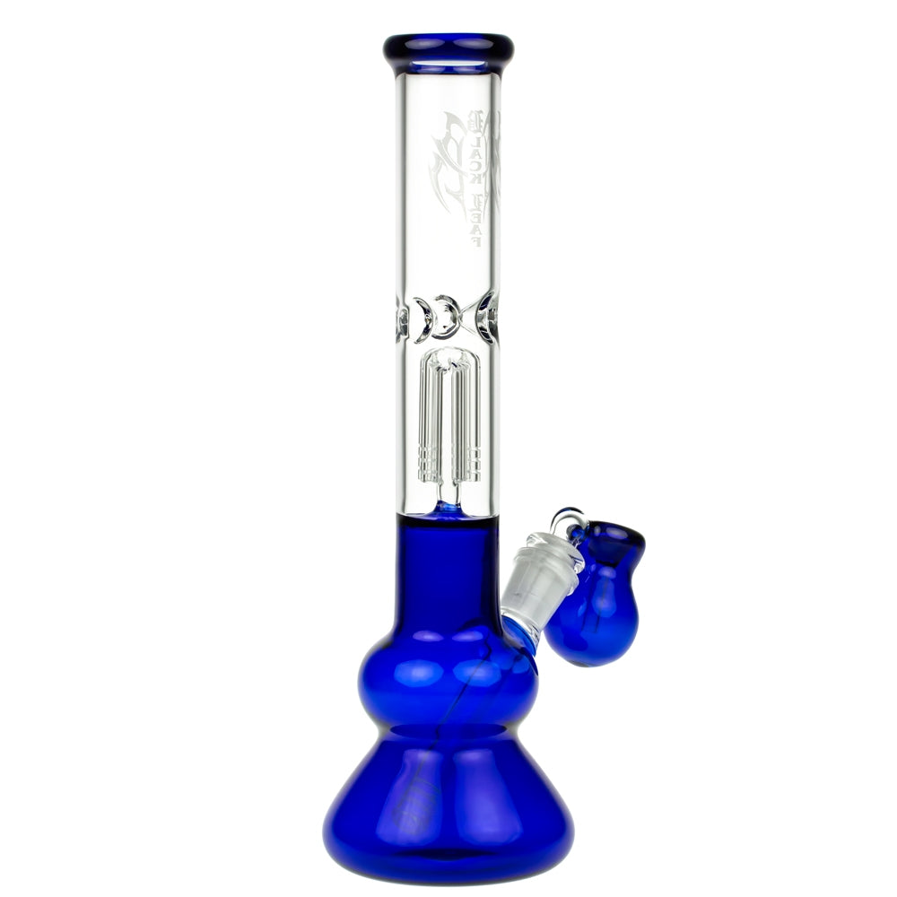 Black Leaf 4-arm Perc Bong with Ash Catcher | Blue - Side View 5