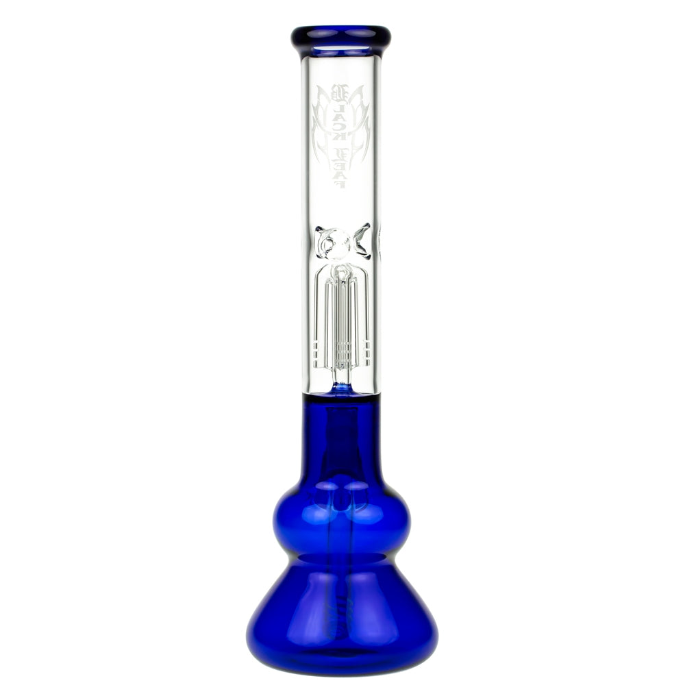 Black Leaf 4-arm Perc Bong with Ash Catcher | Blue - Back View
