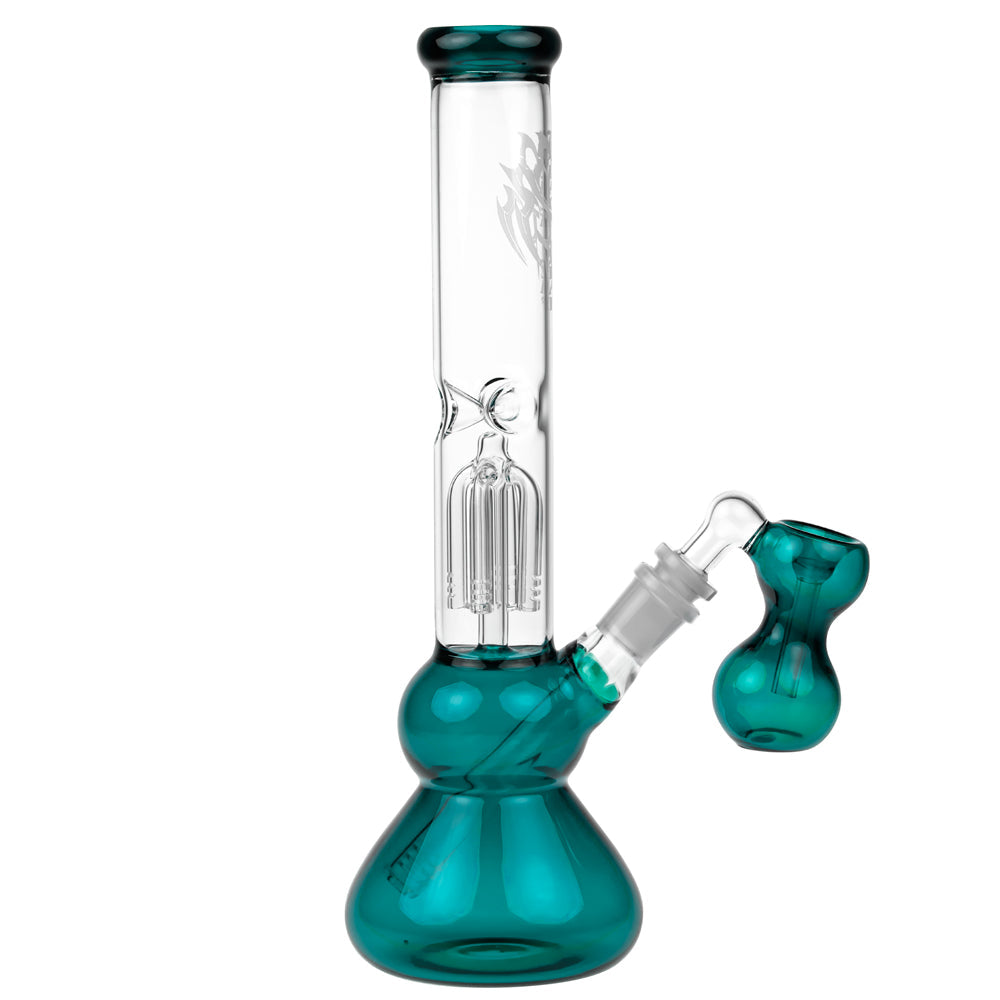 Black Leaf 4-arm Perc Bong with Ash Catcher | Emerald Green - Side View 6