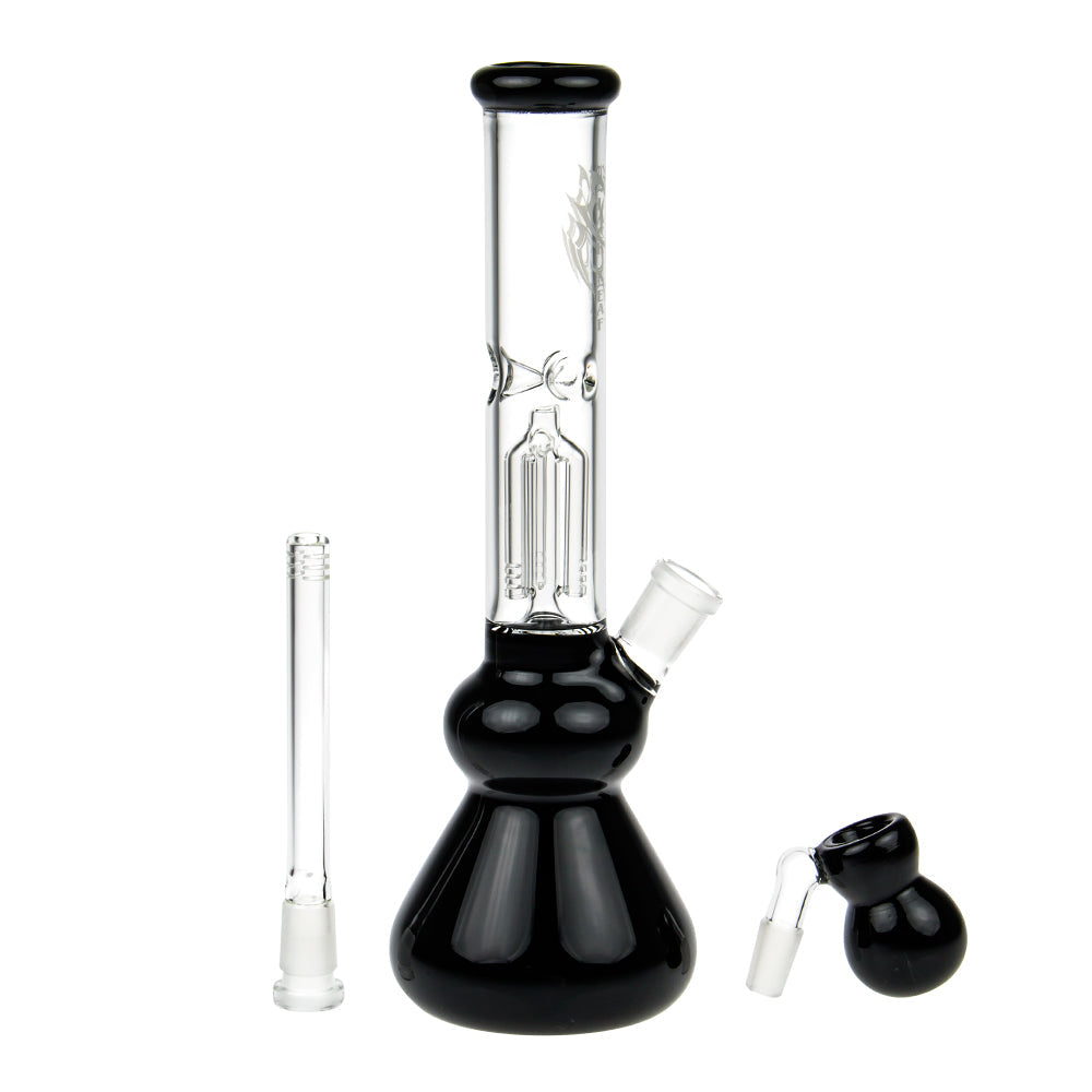 Black Leaf 4-arm Perc Bong with Ash Catcher | Black - Complete Set