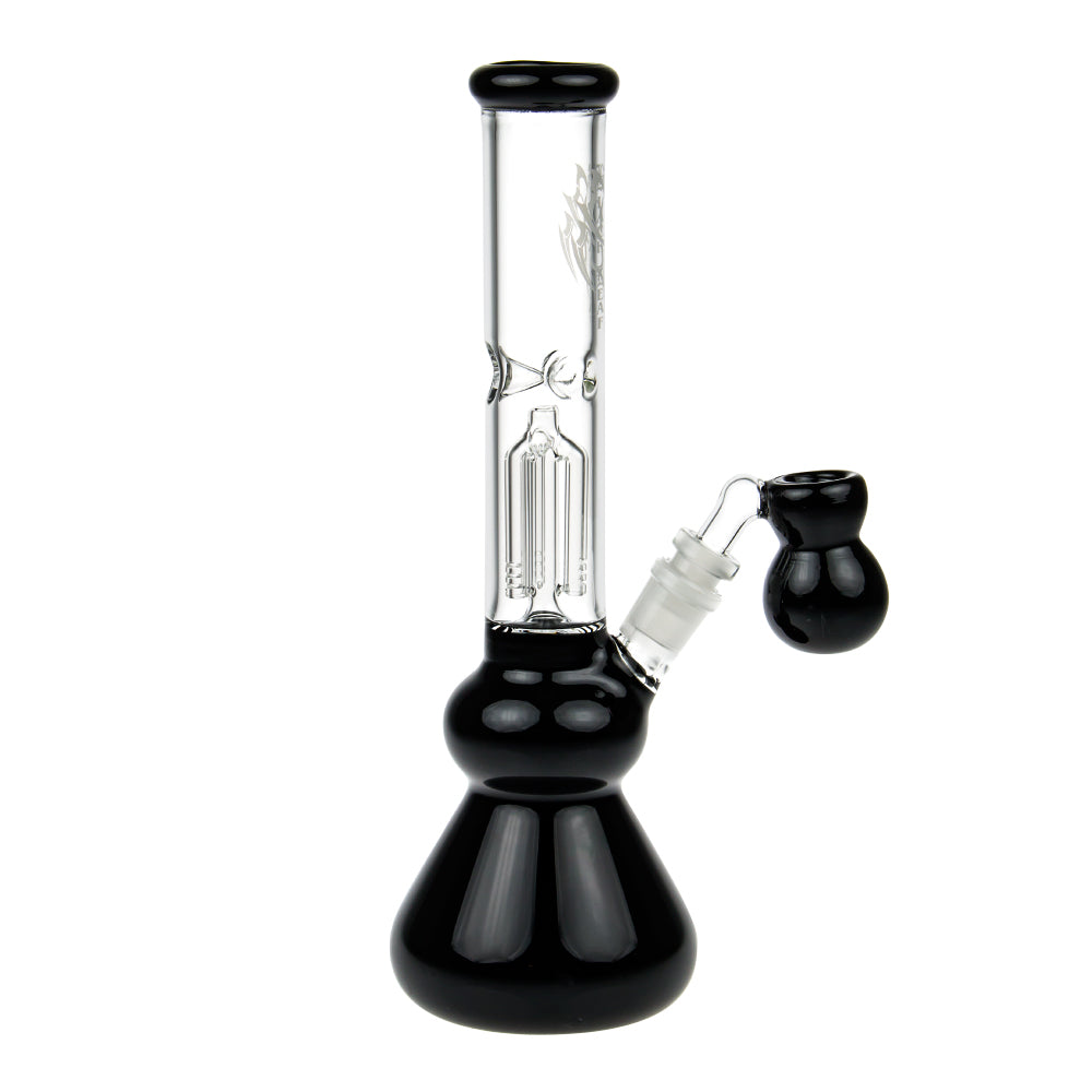 Black Leaf 4-arm Perc Bong with Ash Catcher | Black - Side View 6