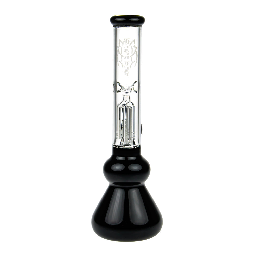 Black Leaf 4-arm Perc Bong with Ash Catcher | Black - Back View