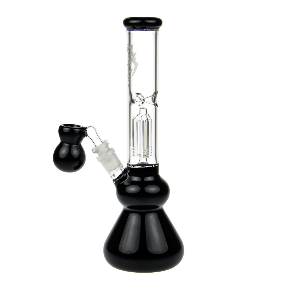 Black Leaf 4-arm Perc Bong with Ash Catcher | Black - Side View 3