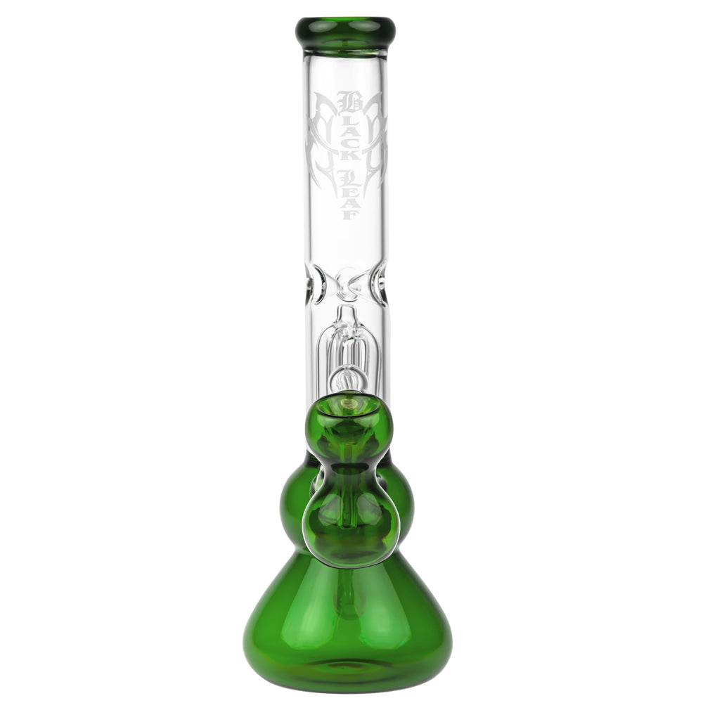 Black Leaf 4-arm Perc Bong with Ash Catcher | Green - Front View